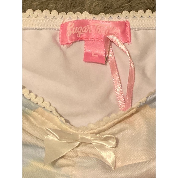 Sugar Thrillz Celestial Sass angel mesh crop top - Picture 2 of 2